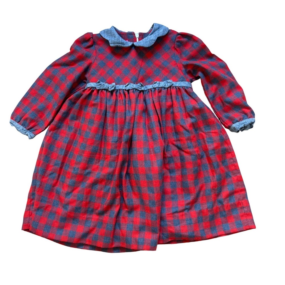 Claire & Charlie Dress Kids Red Excellent Buffalo Check‎ Bows SIZE 3T